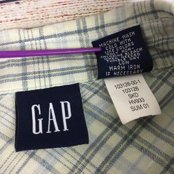 Vintage GAP Linen Sleeveless Plaid Button Front Top Y2K - Picture 6 of 11